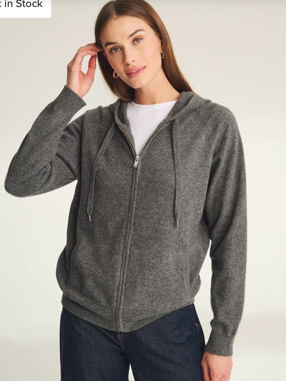 Naadam Cozy Zip-Up Hooded Sweater Jacket - Charcoal